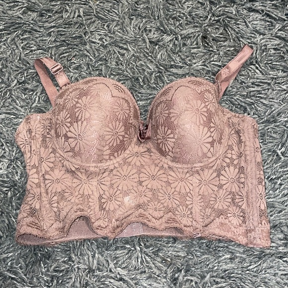 Other - Brown lingerie floral bra corset size 34B